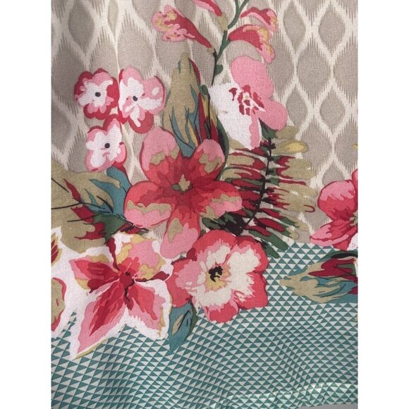 Limelight Embroidered Beige Short Silk Kurti Tunic Dress L Floral Tropical Light - Picture 2 of 14